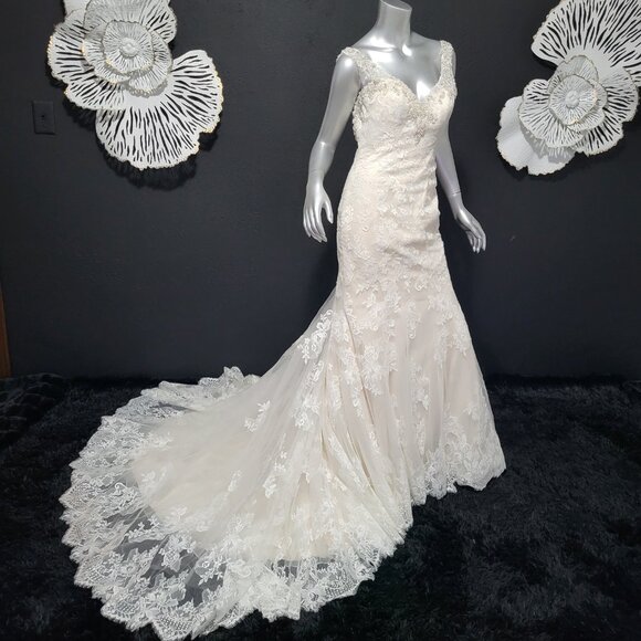 NWT~$2750~KENNETH WINSTON~6/8~IVORY EMBELLISHED LACE WEDDING DRESS BRIDAL GOWN - Picture 6 of 16